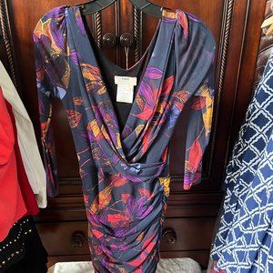 EUC Fuzzi Ruched Floral Midi Dress